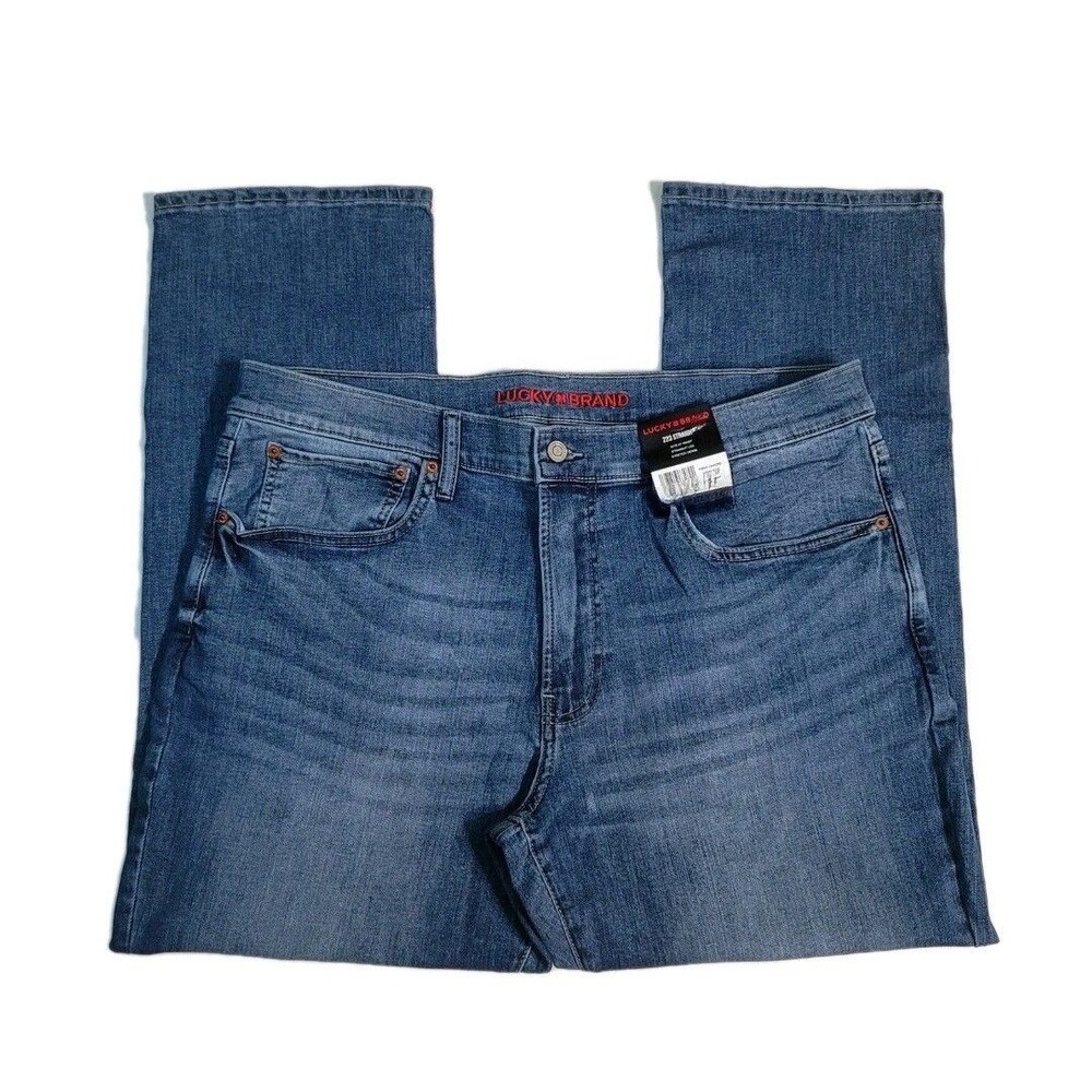 Lucky Brand Mens 223 Straight Stretch Classic 5-Pocket 40x32 Lt Blue Denim Jeans - Picture 5 of 16